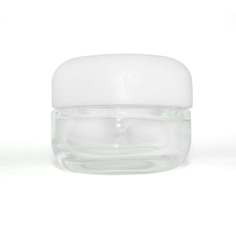 Custom printing glass jar white oval dome cosmetic oval shape jar for hemp weed