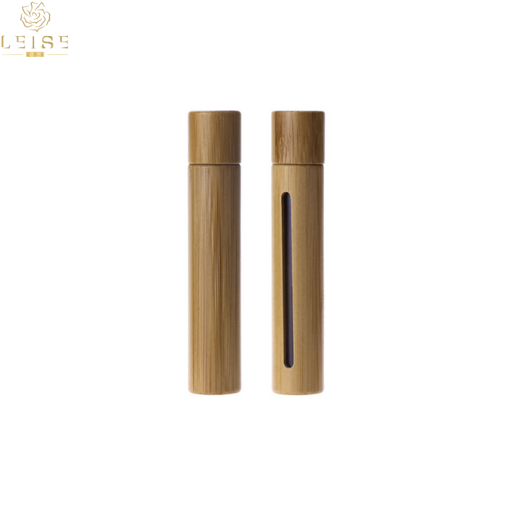 Custom private bamboo glass roll on bottle 8ml 10ml roll on perfume oil bottle with bamboo cap roller ball for essential oil