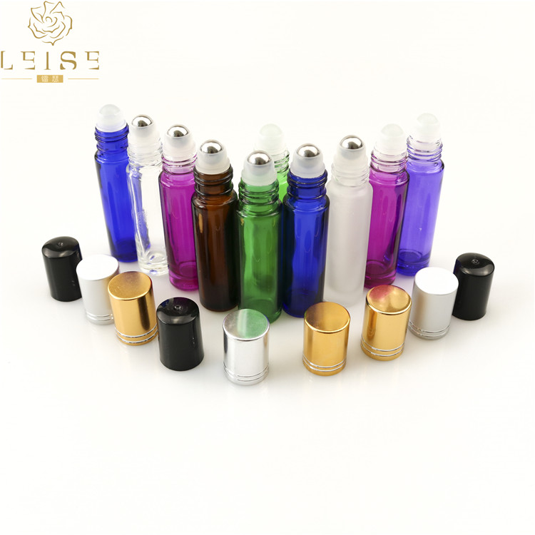 Custom private bamboo glass roll on bottle 8ml 10ml roll on perfume oil bottle with bamboo cap roller ball for essential oil