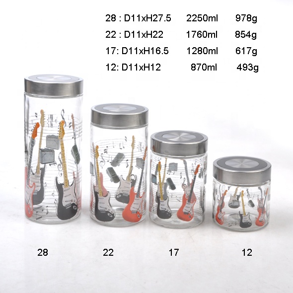 Custom round 500ml 1000ml 2000ml glass jar with screw top metal lid