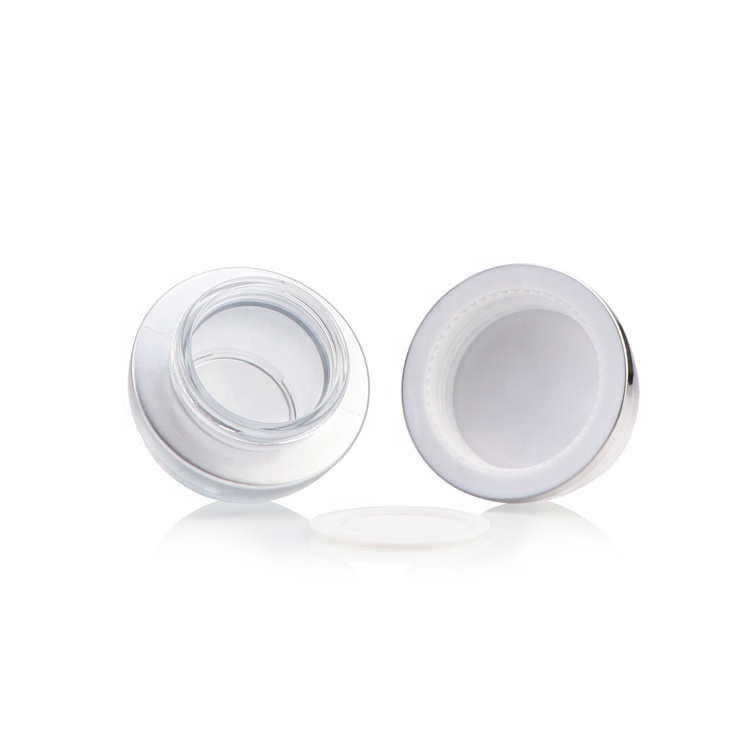 Custom shape 30g 1 oz 50ml empty facial care gel container opaque glass cream jar silver with lid