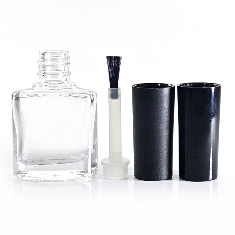 Custom size 5ml 7ml 9ml 10ml 11ml 13ml 14ml 17ml empty uv gel nail polish glass bottle with black plastic cap and brush