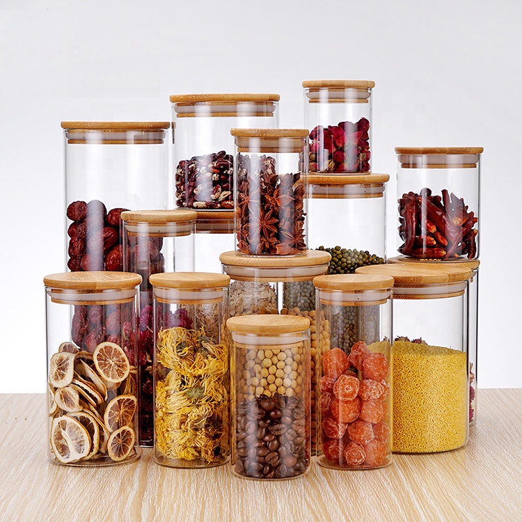 Custom size airtight glass food storage jars with lids BJ-CC6