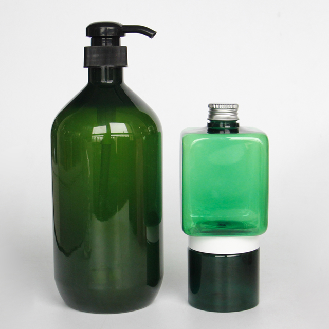 Custom size cosmetic packaging pet plastic lotion bottles with pump