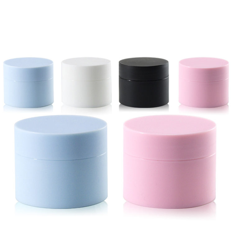 Custom skin care body gel cosmetic pp plastic jars empty eye cream blue white pink balm lip scrub container with caps