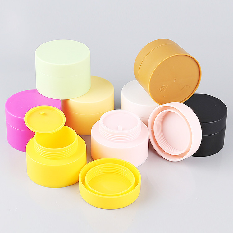 Custom skin care body gel cosmetic pp plastic jars empty eye cream blue white pink balm lip scrub container with caps