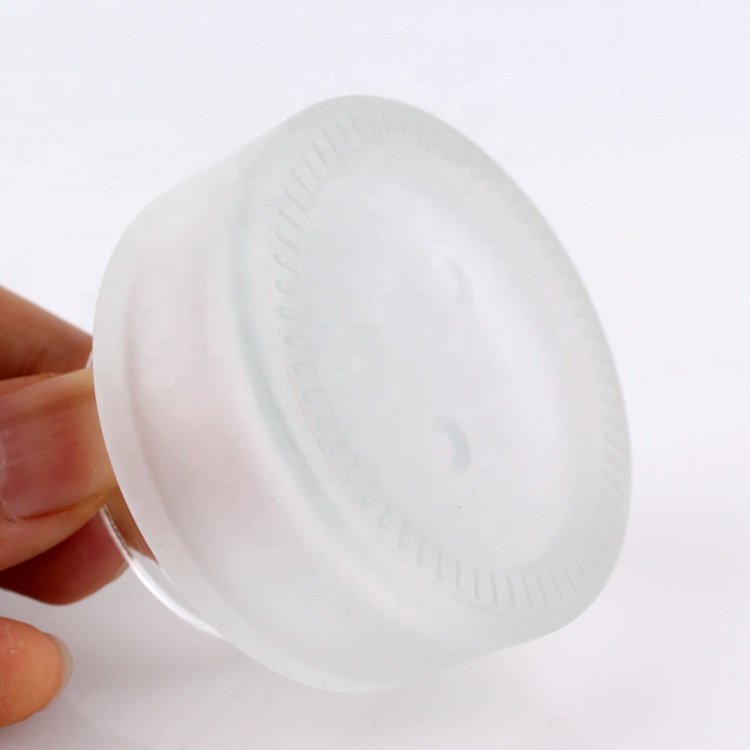 Custom skin care packaging 1oz 30ml round frosted face cream glass cosmetic jars with black plastic lid