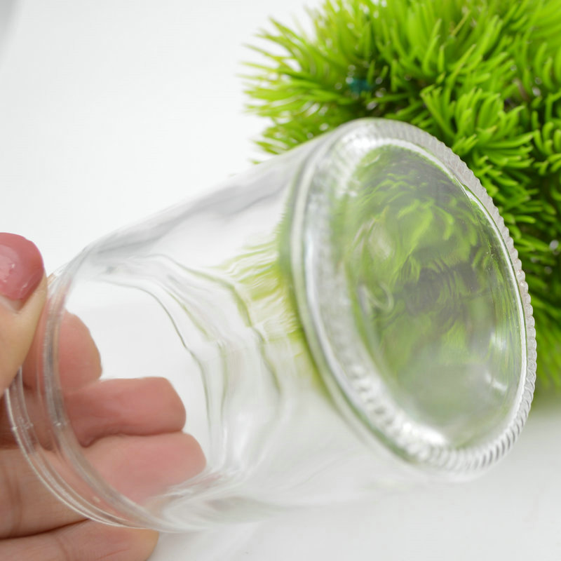 Custom straight side 100ml clear food container glass jar with metal lid