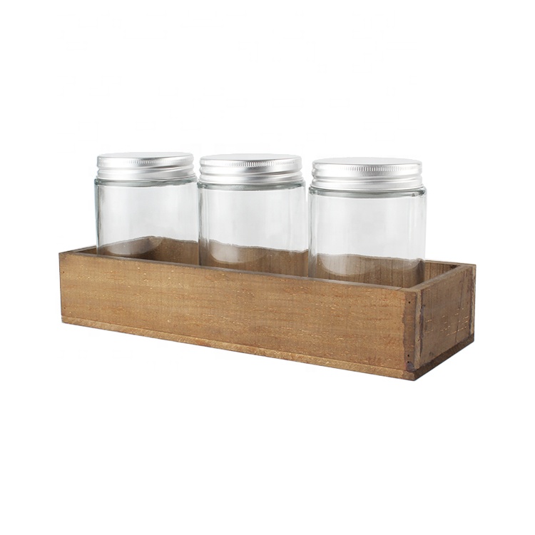 Custom straight side clear food container glass jar with aluminum lid