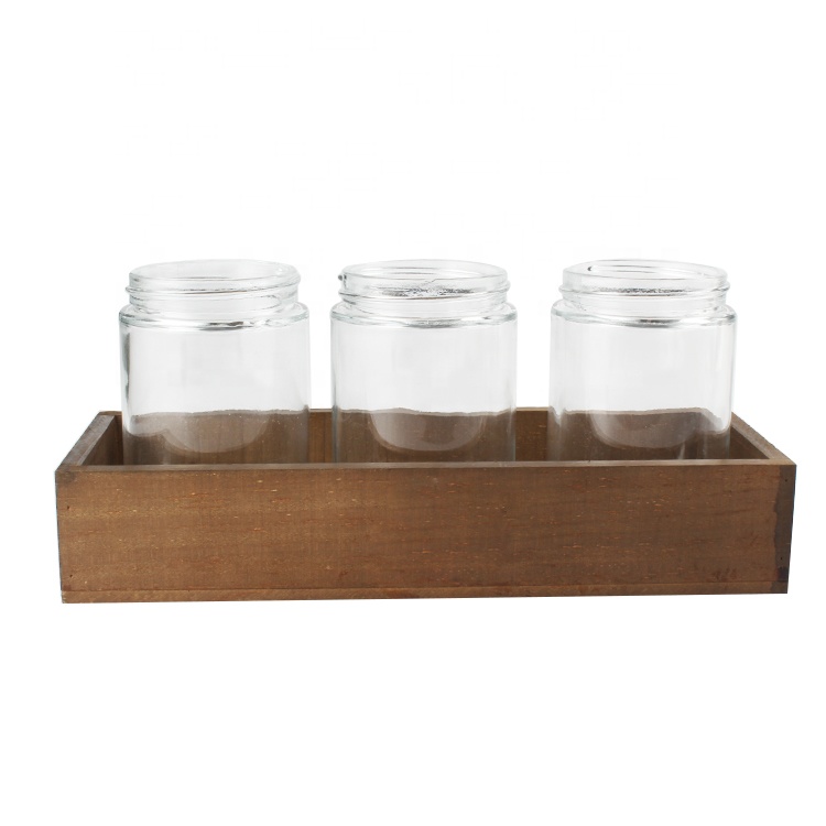 Custom straight side clear food container glass jar with aluminum lid