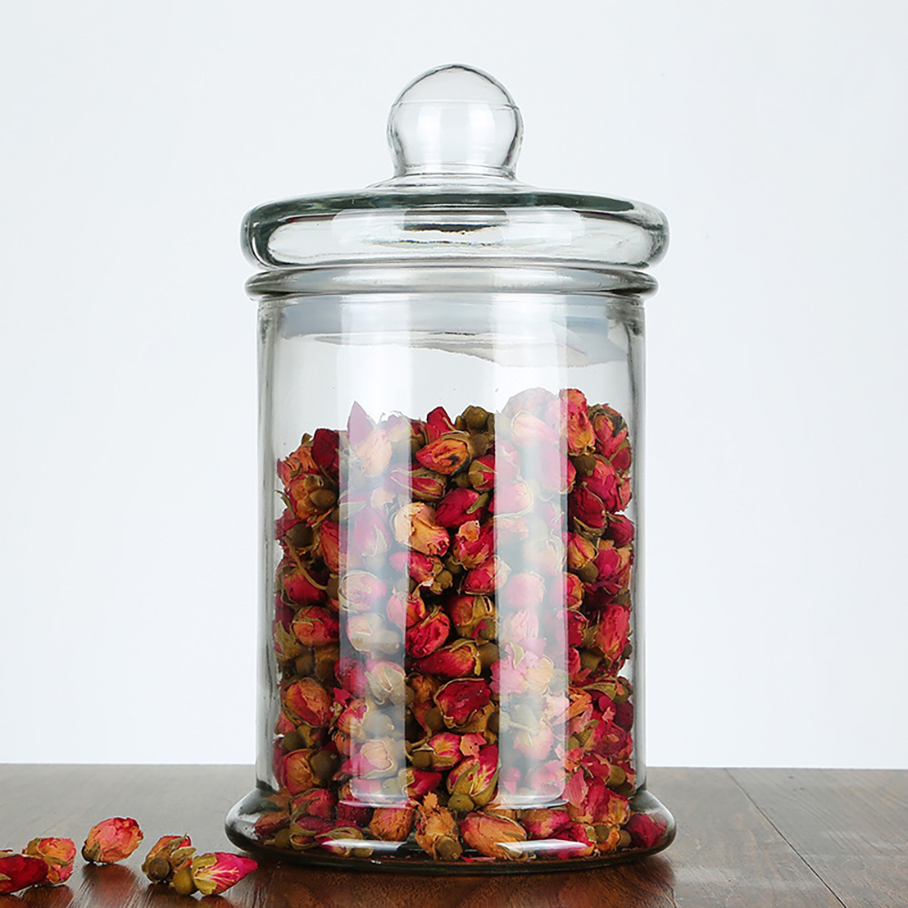 Custom straight side clear food container glass jar with tap