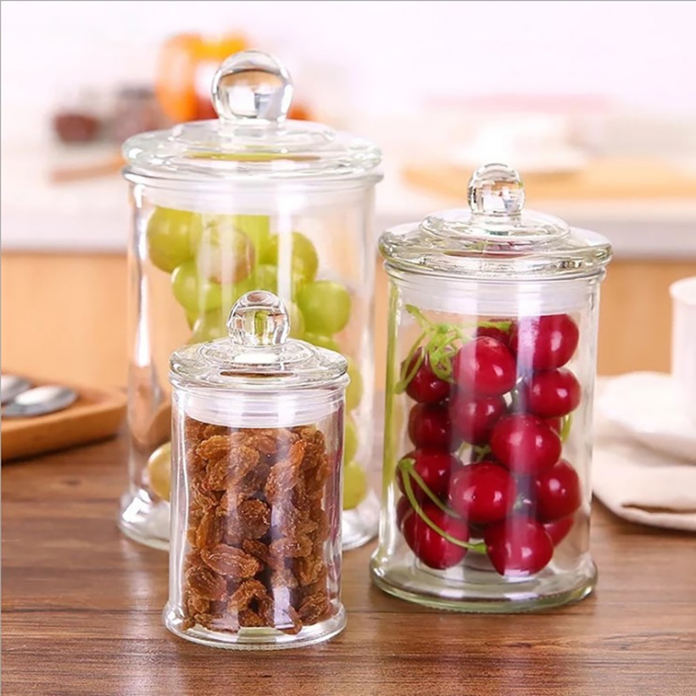 Custom straight side clear food container glass jar with tap