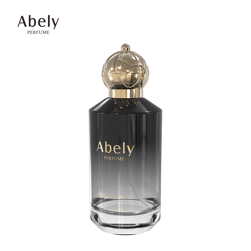 Custom stylish 100ml round empty clear glass crimp spray cologne fragrance perfume bottle for perfume packaging