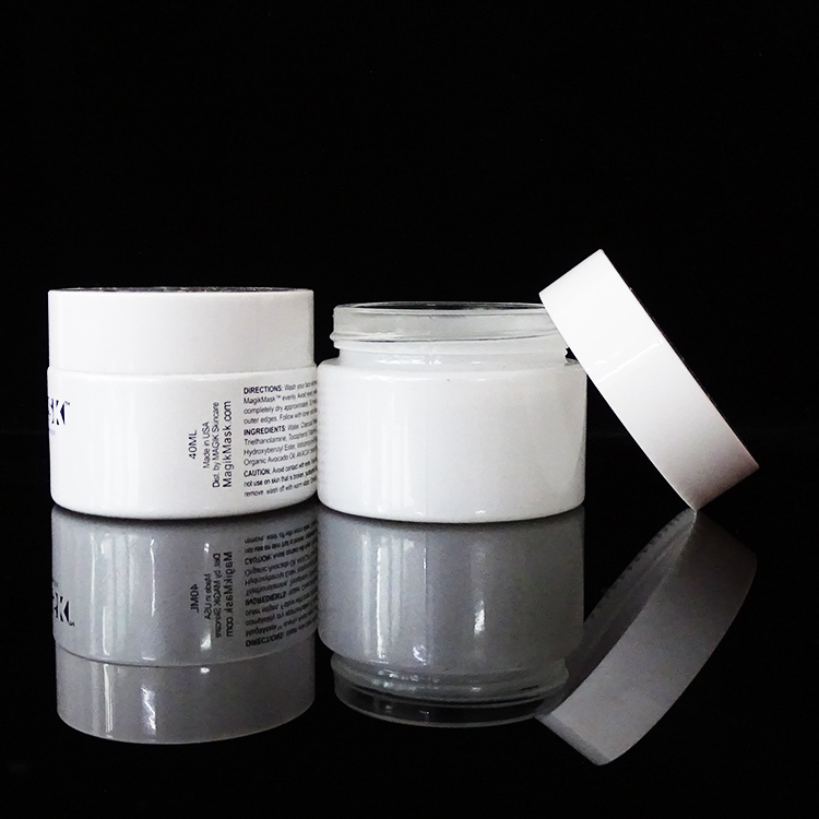Custom white cosmetic glass skin cream container jars 30g 50g