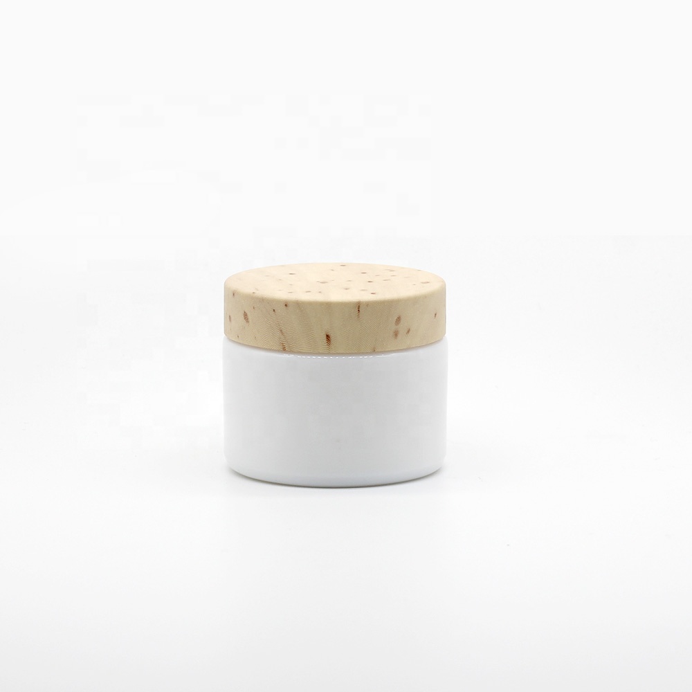 Custom white opal glass jar and serum bottlr with lid