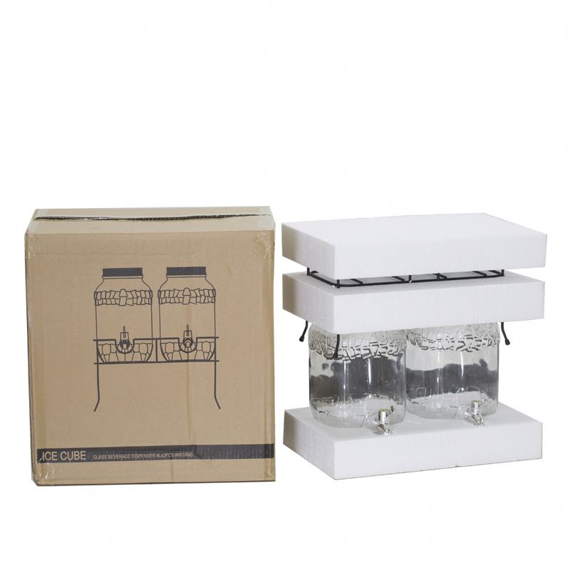 Custom wholesale Personalized design Ice cube embossed juice dispenser mixer with iron stand