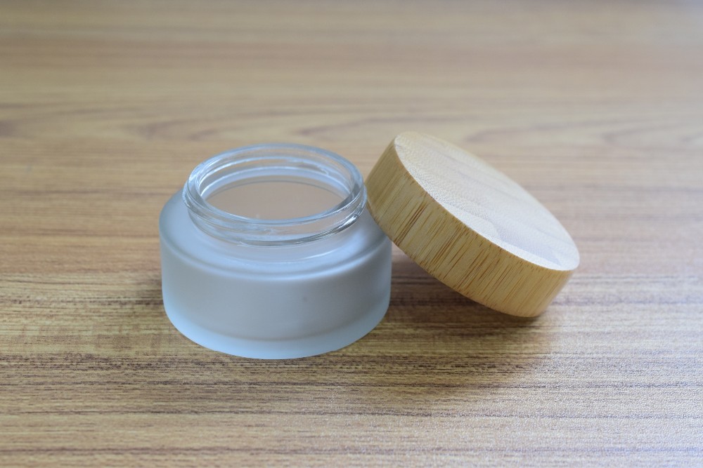 Custom wood lid glass jar laser engraving logo hemp storage glass jar with wooden lid child proof