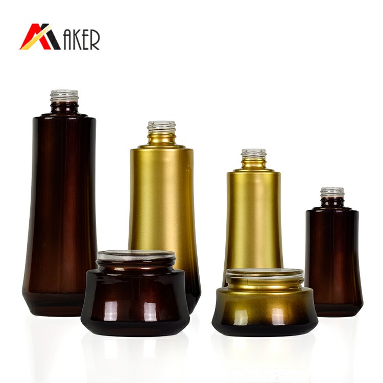 Custome wholesale glass cosmetic skin care lotion bottle 30ml 60ml 100ml 120ml glass jar personal care cosmetic set packaging