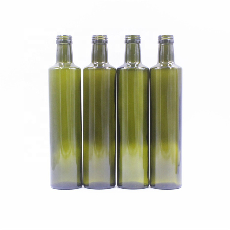 Customer empty 100ml 250ml 375ml 500ml 750ml dark green cylinder olive oil glass bottles with aluminum cap