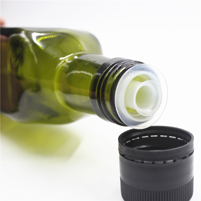 Customer empty 100ml 250ml 375ml 500ml 750ml dark green cylinder olive oil glass bottles with aluminum cap