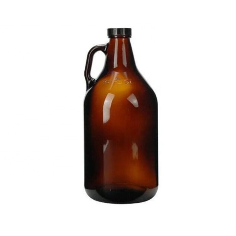 Customise Amber Glass 32oz 64oz 1L 2L  Kombucha Jug Beer Use Growler Glass With Black Screw Lids