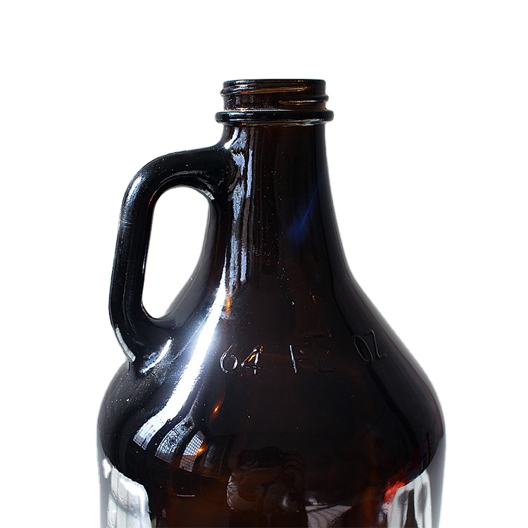 Customise Amber Glass 32oz 64oz 1L 2L Kombucha Jug Beer Use Growler Glass With Black Screw Lids