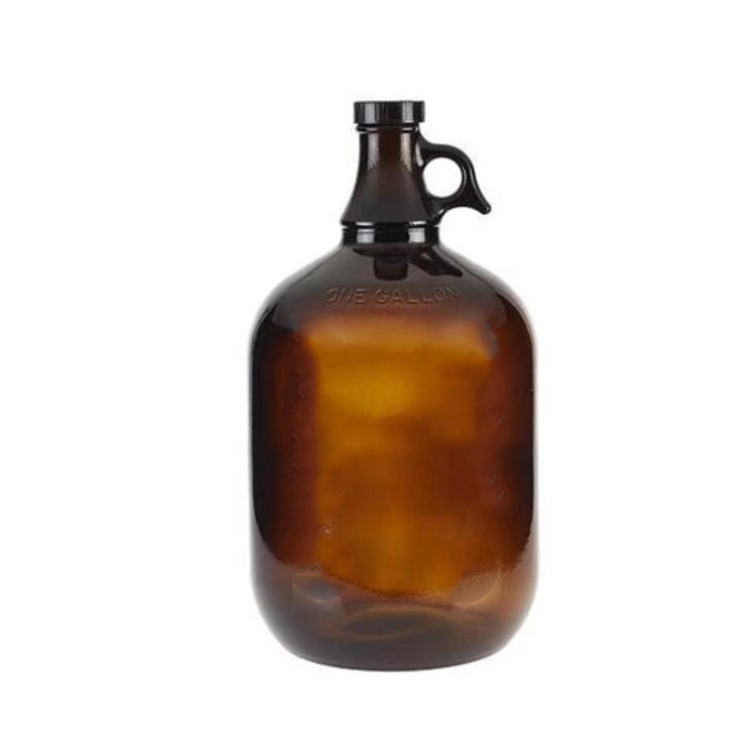 Customise Amber Glass 32oz 64oz 1L 2L Kombucha Jug Beer Use Growler Glass With Black Screw Lids