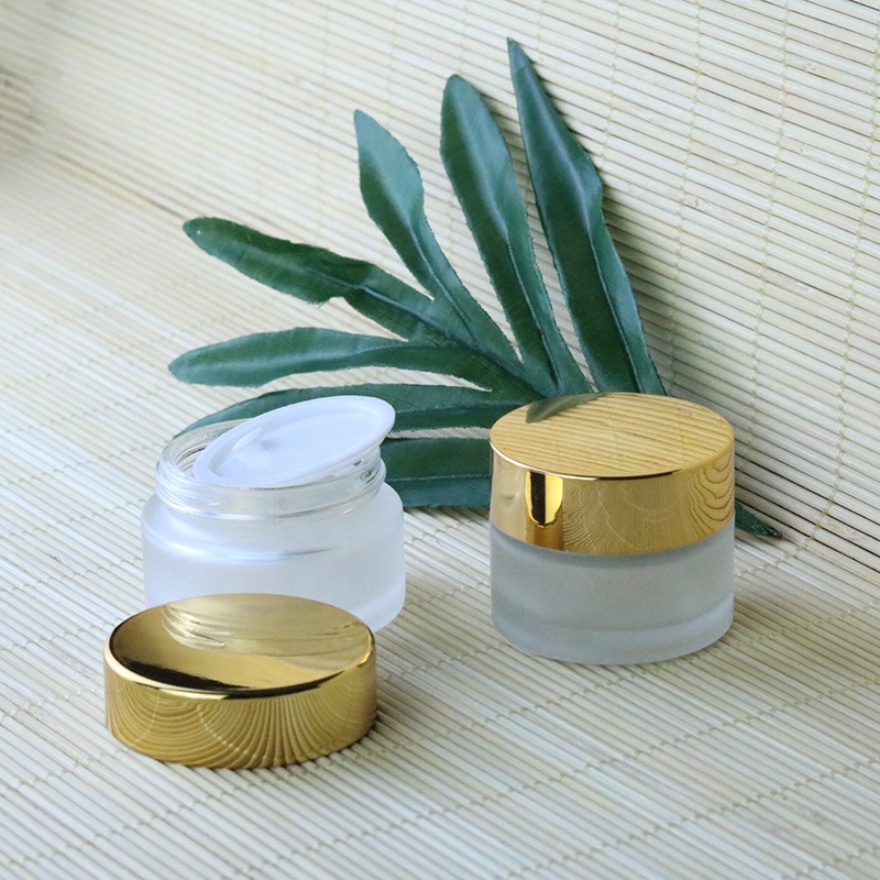 Customisted 5 ml 10 ml 20 ml 30 ml Cosmetic Frosted Glass Cream Jar with Gold Silver Black White Lid (GJM15)