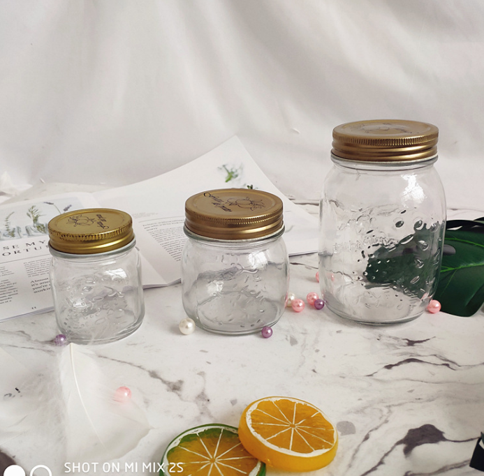 Customizable 150ml 300ml 500ml 1000ml  lug cap BPA free new style storage food packaging Glass mason jars