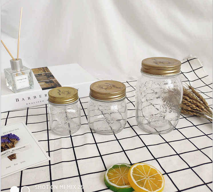 Customizable 150ml 300ml 500ml 1000ml lug cap BPA free new style storage food packaging Glass mason jars