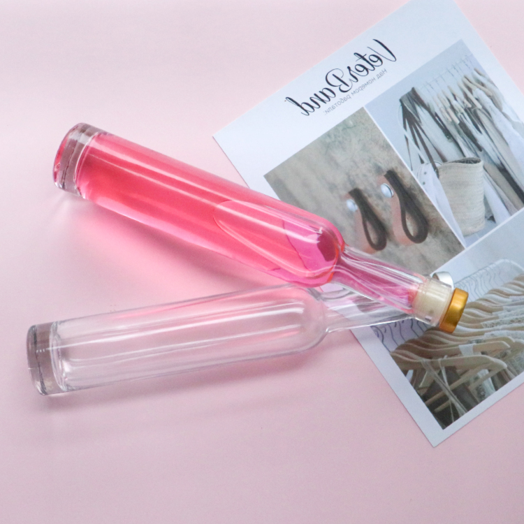 Customizable 200Ml Long Neck Transparent Fruit Liquor Ice Wine Glass Bottle With Lid
