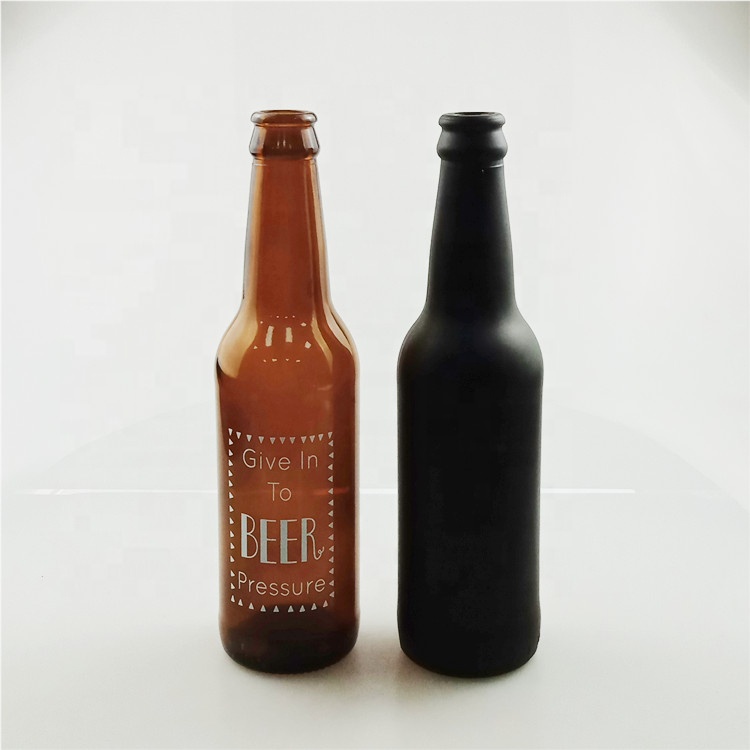 Customizable 330ml dark brown glass beer bottle with printing logo
