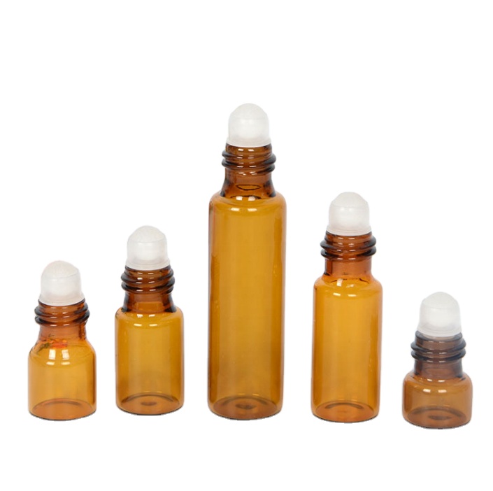 Customizable 5ml 10ml 20ml Amber Glass Roll On Bottle amber glass roll on bottle 10ml