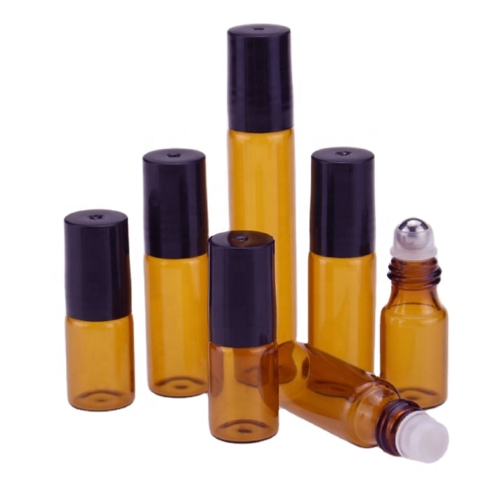 Customizable 5ml 10ml 20ml Amber Glass Roll On Bottle amber glass roll on bottle 10ml