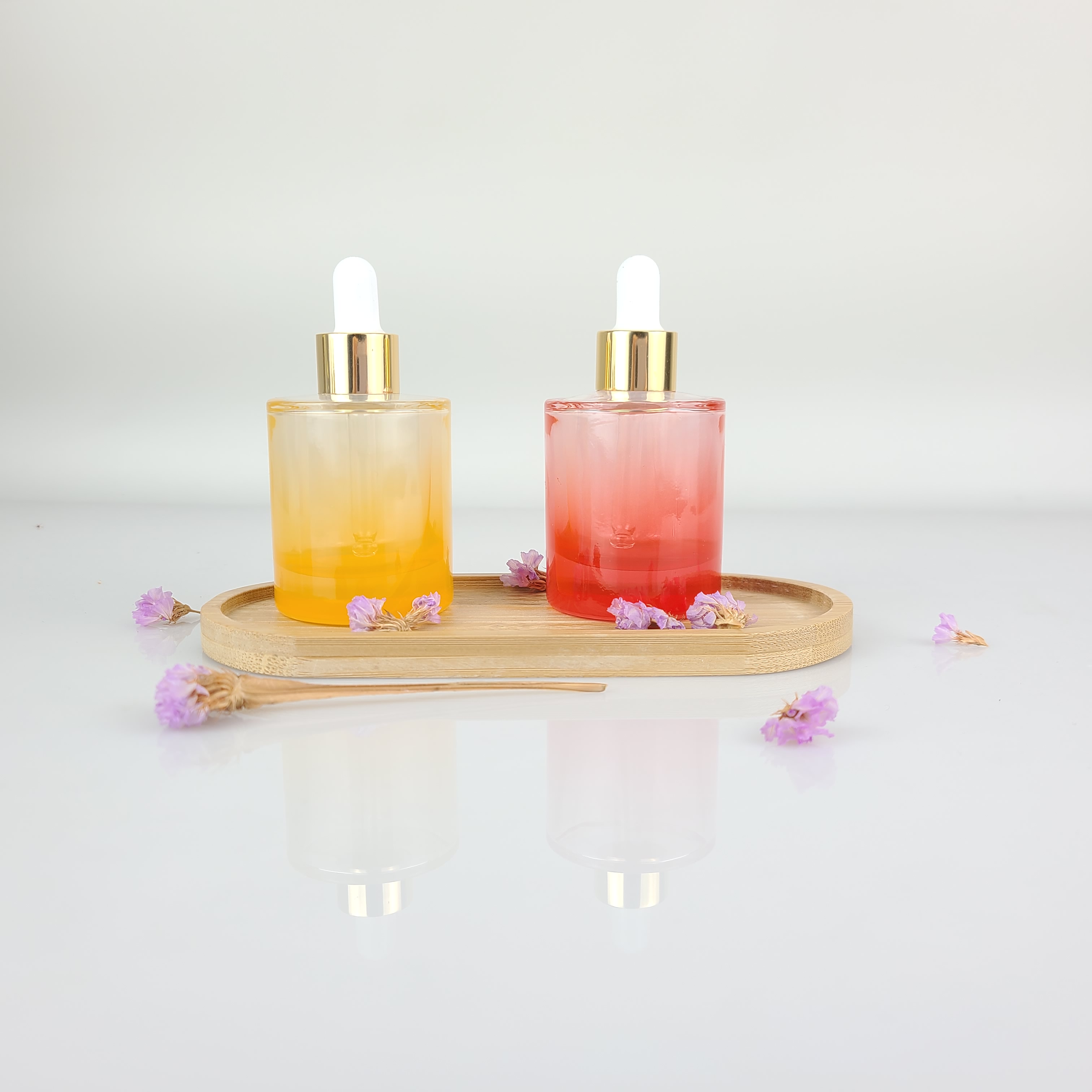 Customizable color 30ml gradient ramp glass Thickening bottle dropper round essential oil bottles