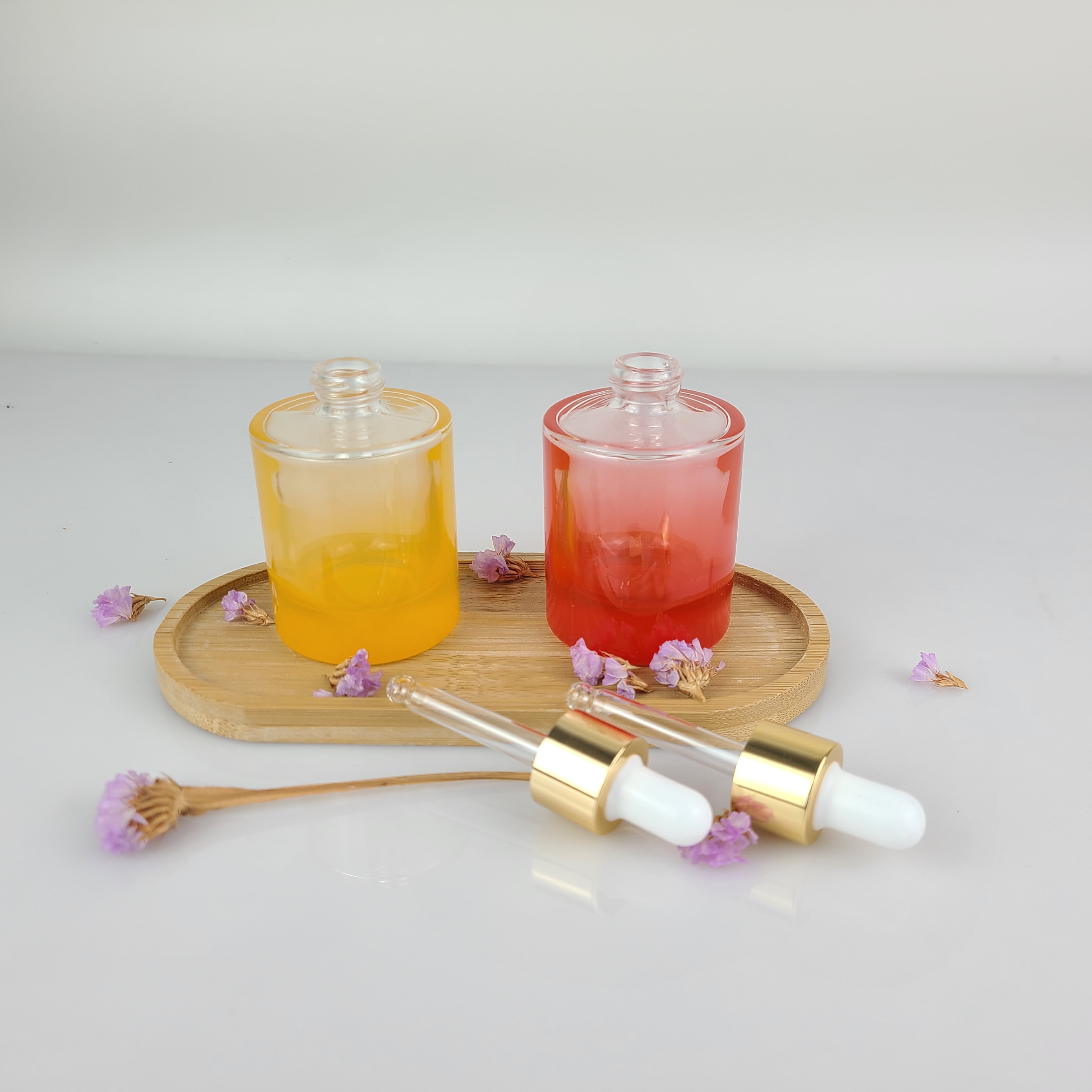 Customizable color 30ml gradient ramp glass Thickening bottle dropper round essential oil bottles