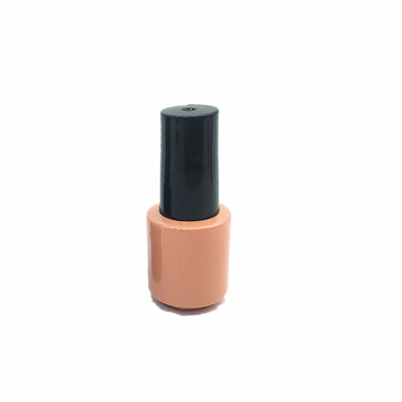 Customizable personal care empty 10ml 15ml pink color UV nail polish bottle with plastic cap and brush