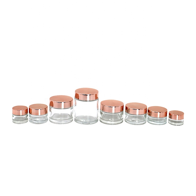 Customization luxury cosmetic 15g 30g 50g 100g matte pink square glass cosmetic jar for cream with rose gold cap