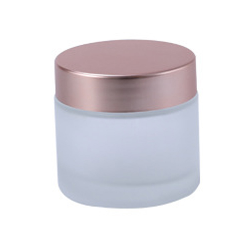 Customization luxury cosmetic 15g 30g 50g 100g matte pink square glass cosmetic jar for cream with rose gold cap