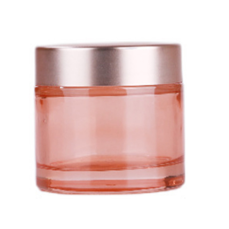 Customization luxury cosmetic 15g 30g 50g 100g matte pink square glass cosmetic jar for cream with rose gold cap