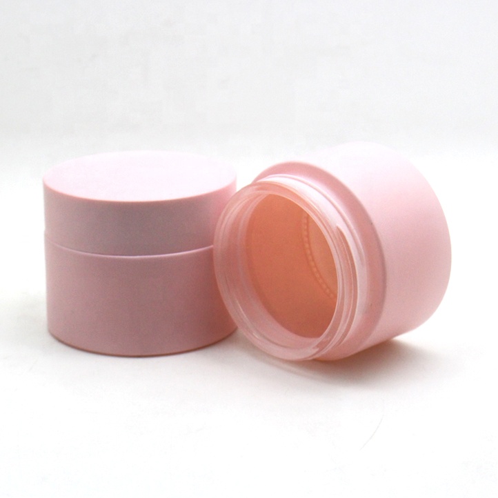 Customize 15g 30g 50g 100g empty pink glass eye cream face cream packaging cosmetic jar