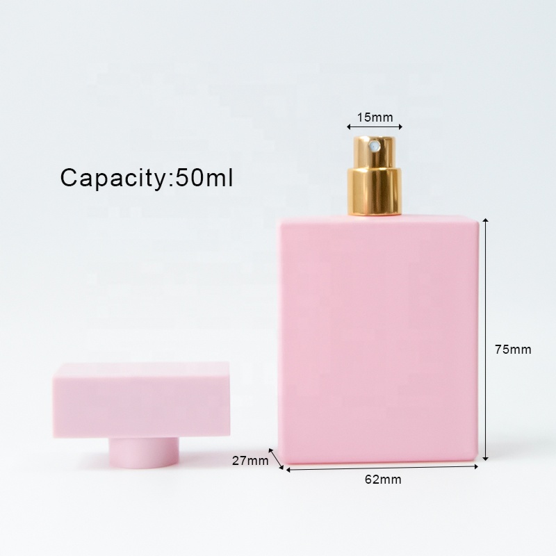 Customize 30ml / 50ml / 100ml Square Pink Perfume Bottle Cap Luxury Perfume Bottle
