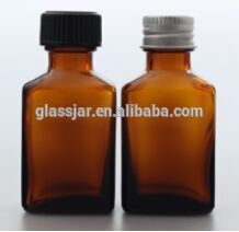 Customize 30ml amber french square essential oil bottle with silver metal cap and reducer