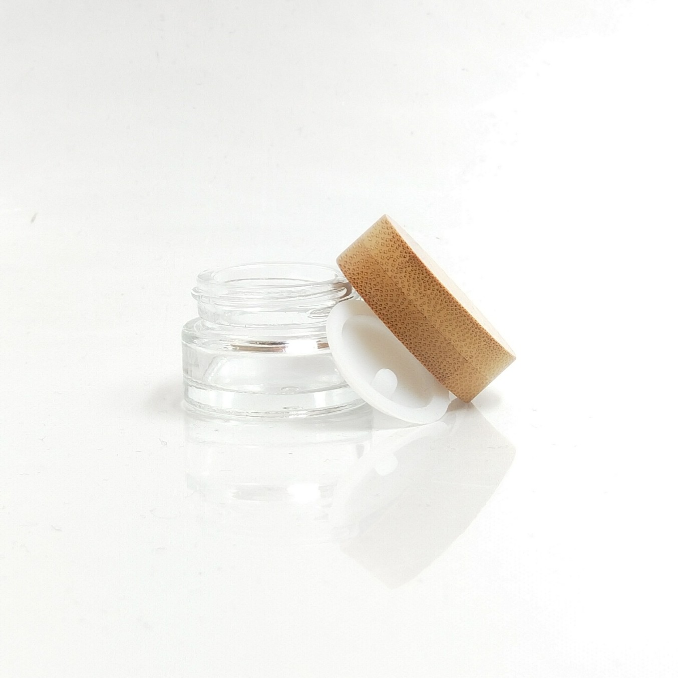 Customize Clear 5g Empty Glass Wood Container Bamboo Makeup Packaging Clear Glass Jar with Bamboo Lid