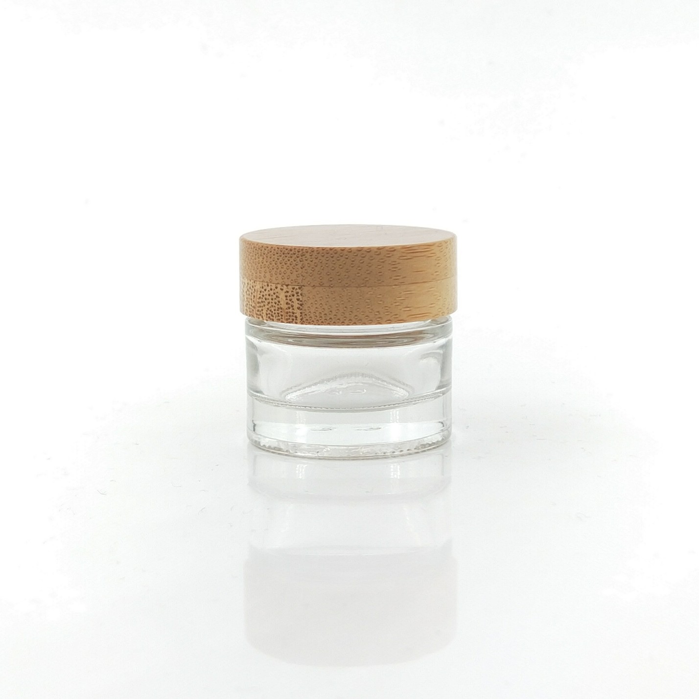 Customize Clear Mini 10g Cosmetic Containers Bamboo Cream Jar Frosted Glass Jar with Bamboo Lid