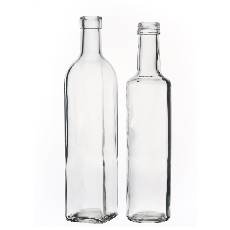 Customize Clear Square High Quality Manufacturers Glass Olive Oil Bottle with Cap 380ml 530ml Square Oil Glass Bottle