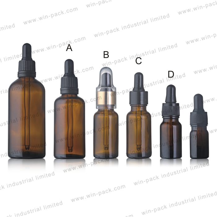 Customize Cosmetic 5ml 10ml 15ml 20ml 30ml 50ml 100ml Essential Oil Clear Amber Glass Dropper Bottle