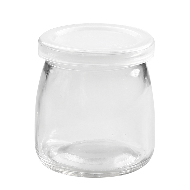 Customize Cream Package Milk Pudding Bottle 250Ml Glass Jar With Lid