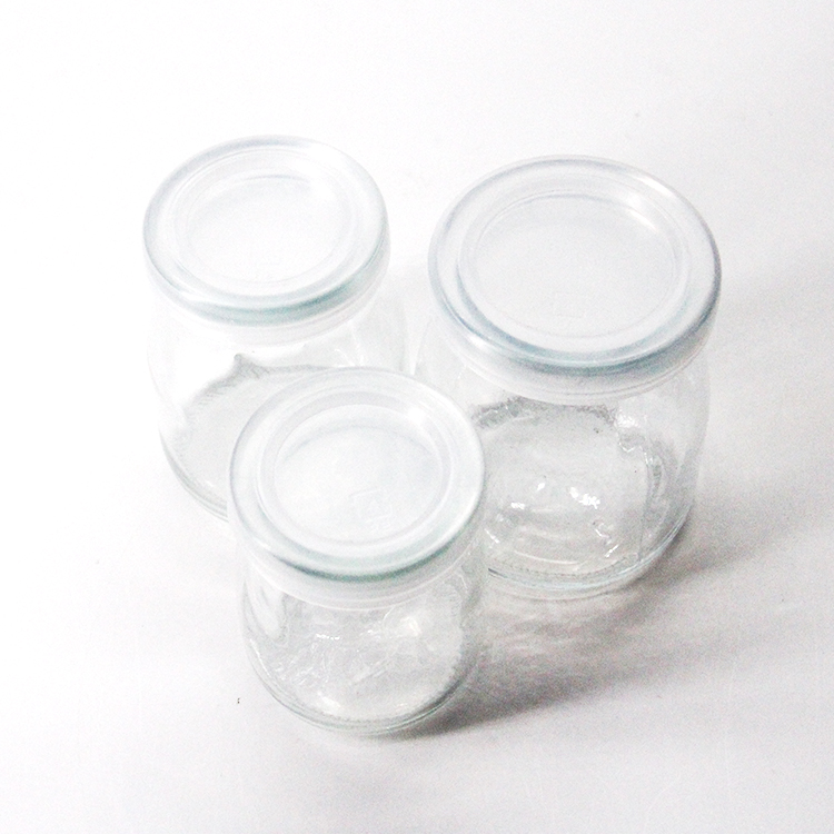 Customize Cream Package Milk Pudding Bottle 250Ml Glass Jar With Lid