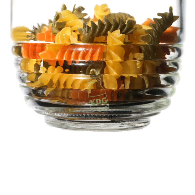 Customize Empty Clear Stripe Round High Quality Storage Honey Glass Food Jars with Lids 80ml 300ml 680ml